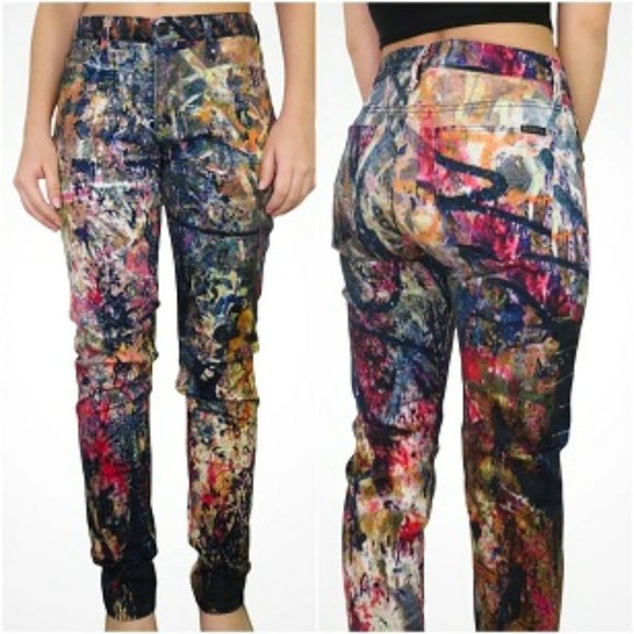 Hudson Nico Midrise Skinny Splatter Jeans - 25 - Picture 2 of 14